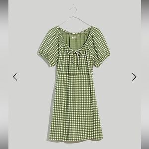 Madewell Jacquard Puff-Sleeve Mini Dress in Gingham Check in XS